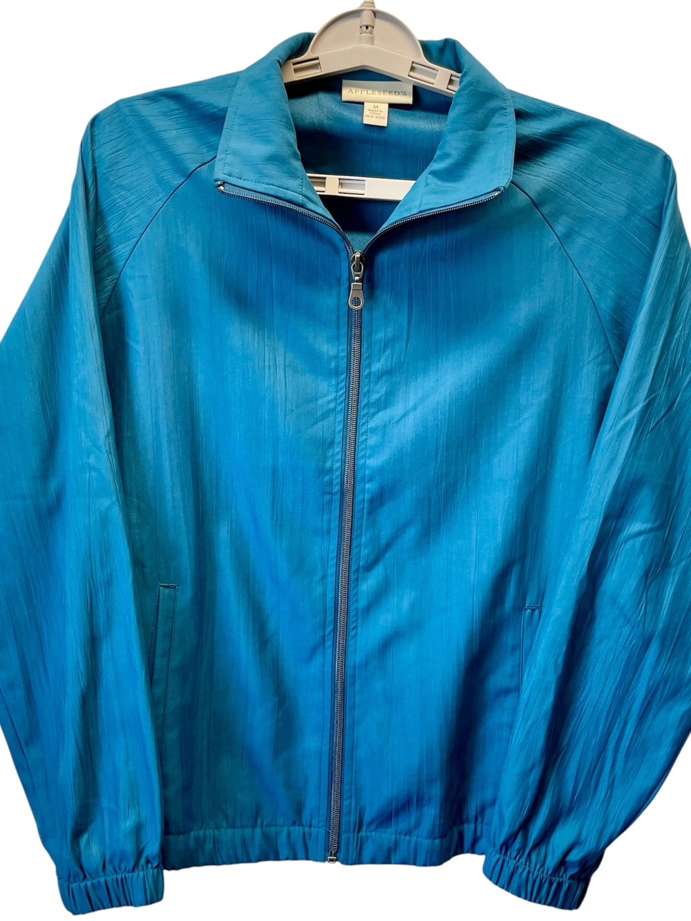 Appleseed’s Women’s Full-zip Windbreaker Jacket Raglan Sleeve Teal Size M